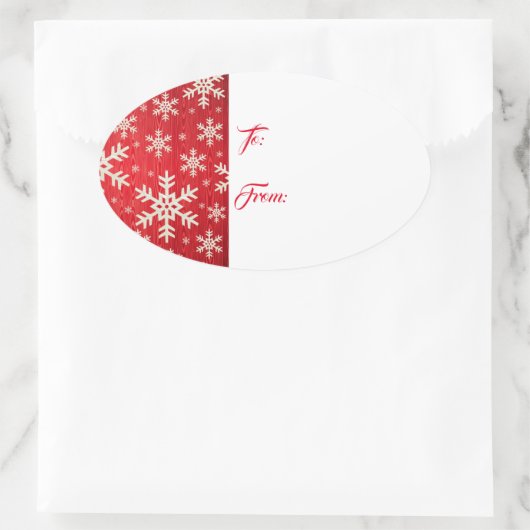 Ovale kerstcadeaus Label Sticker-Snowflakes (Tas)
