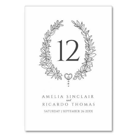 Ovale krans blad witte houtskool grijze bruiloft kaart (Achterkant)