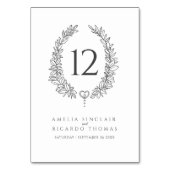 Ovale krans blad witte houtskool grijze bruiloft kaart (Voorkant)