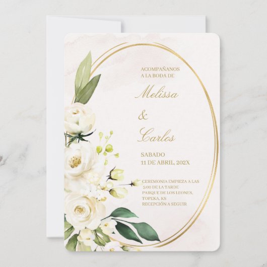 Ovale krans Spaanse bruiloft uitnodiging (Voorkant)