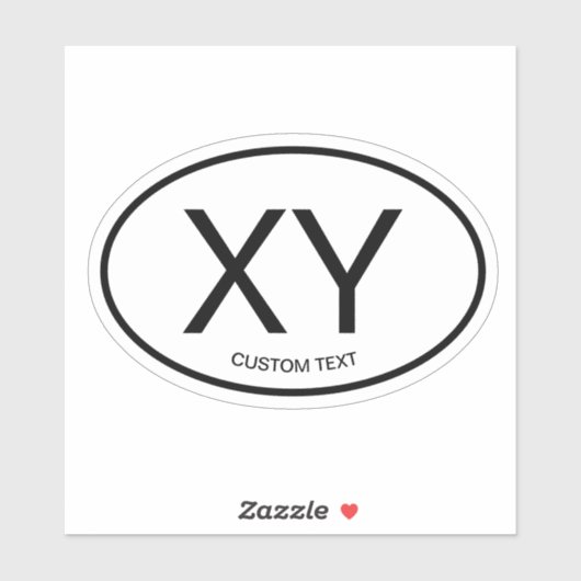 Ovale landcode vinyl sticker voor elk land (Vel)