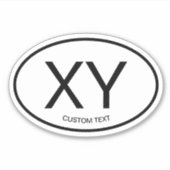 Ovale landcode vinyl sticker voor elk land (Voorkant)