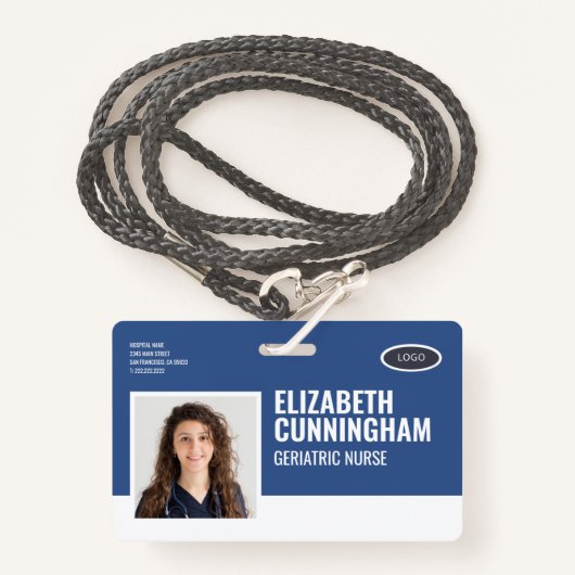 Ovale Logo Verpleegkundige Fotonaam Streepjescode  Badge (Voorkant met draagriem)