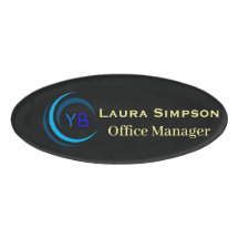 Ovale magneet achter naamlabel aangepast logo