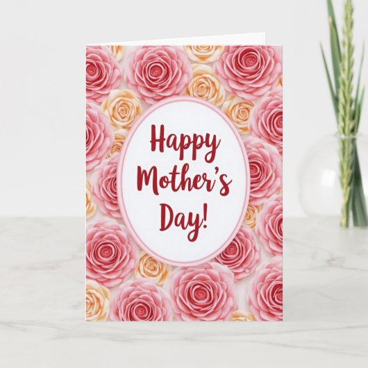 Ovale Moederdagkaart met Bloemen Kaart (Voorkant)