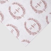Ovale monogramtekening donkerrood witte trouw tissuepapier (Detail)