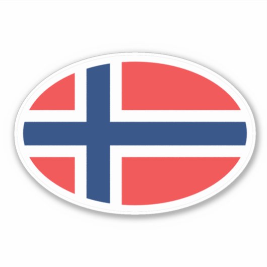 Ovale Noorse vlag van Noorwegen vinyl auto sticker (Voorkant)