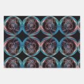 Ovale omlijst uil gepersonaliseerde naam inpakpapier vel (Voorkant 3)