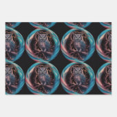 Ovale omlijst uil gepersonaliseerde naam inpakpapier vel (Voorkant)