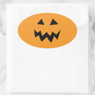 Ovale oranje Halloween pompoen hoofd snij sticker