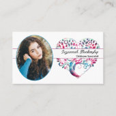 Ovale Photo Tree Heart Art bijpassende kleur QR-co Visitekaartje (Voorkant)