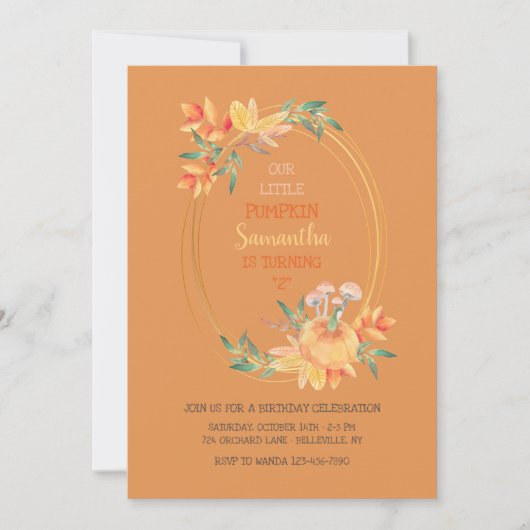 Ovale Pompoen Lijst JE KIEST DE ACHTERGRONDKLEUR Kaart (Voorkant)