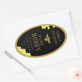 Ovale Queenline Honing Jar Bee Apiary Goud Ovale Sticker (Envelop)