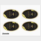 Ovale Queenline Honing Jar Bee Apiary Goud Ovale Sticker (Vel)