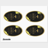 Ovale Queenline Honing Jar Bee Apiary Goud  Ovale Sticker (Vel)
