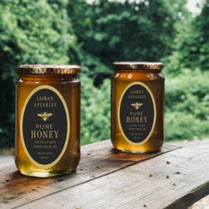 Ovale Queenline Honing Jar Bee Apiary Goud  Ovale Sticker