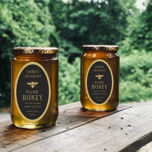 Ovale Queenline Honing Jar Bee Apiary Goud  Ovale Sticker