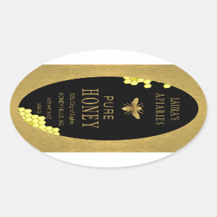 Ovale Queenline Honing Jar Bee Apiary Goud  Sticker