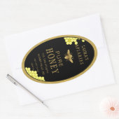 Ovale Queenline Honing Jar Bee Apiary Goud Sticker (Envelop)