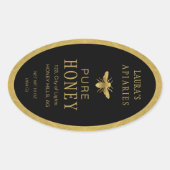 Ovale Queenline Honing Jar Bee Apiary Goud  Sticker (Voorkant)