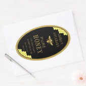 Ovale Queenline Honing Jar Bee Apiary Goud Sticker (Envelop)