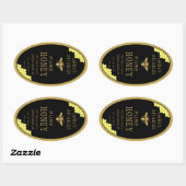 Ovale Queenline Honing Jar Bee Apiary Goud Sticker (Vel)