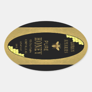 Ovale Queenline Honing Jar Bee Apiary Goud Sticker