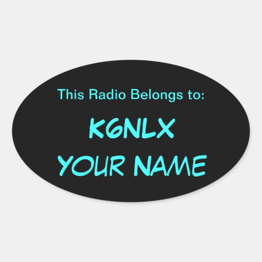 Ovale roepnaam radio Stickers (Voorkant)