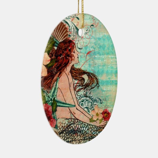 Ovale sierzeeShore Mermaid Keramisch Ornament (Rechts)