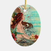 Ovale sierzeeShore Mermaid Keramisch Ornament (Voorkant)