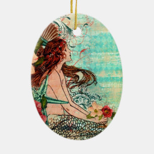 Ovale sierzeeShore Mermaid Keramisch Ornament