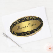 Ovale sticker adreslabel zwart goud bloem 2 (Envelop)