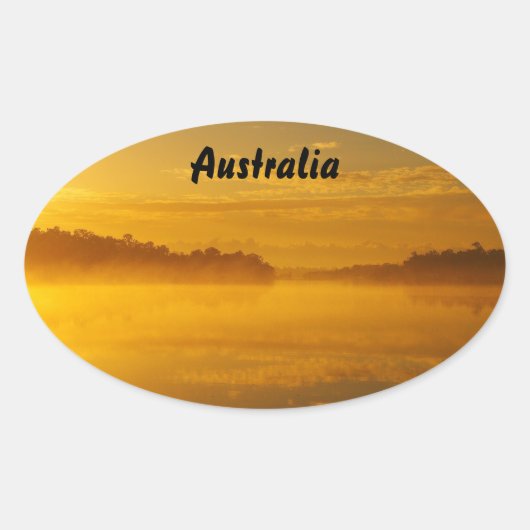 Ovale sticker - gouden zonsopgang Australië (Voorkant)