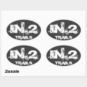 Ovale sticker IN.2 TRAILS wit op zwart (Vel)
