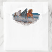Ovale sticker, Paarden in het surf Sticker (Tas)