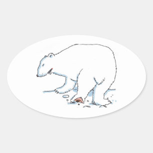 Ovale stickers van ijsbeer