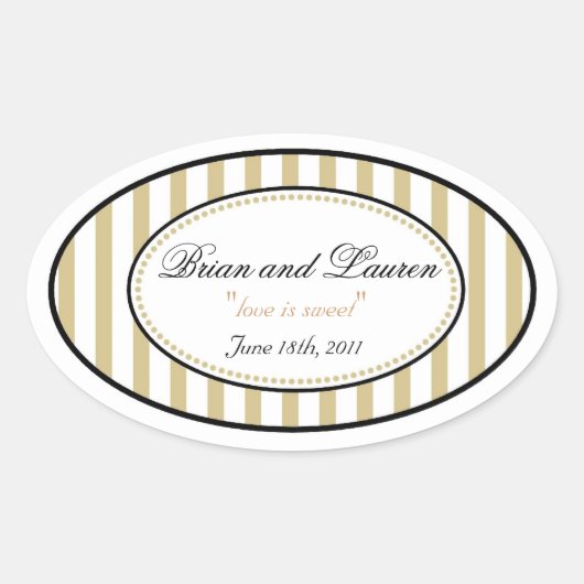 Ovale streep bruiloft stickers (Voorkant)