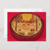 Ovale verfde doos met symbolen van Freemasonry Briefkaart (Voorkant / Achterkant)