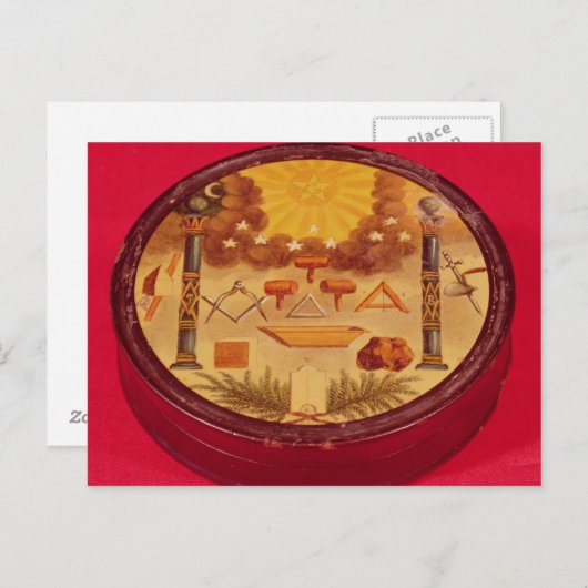 Ovale verfde doos met symbolen van Freemasonry Briefkaart (Voorkant / Achterkant)
