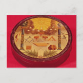 Ovale verfde doos met symbolen van Freemasonry Briefkaart (Voorkant)