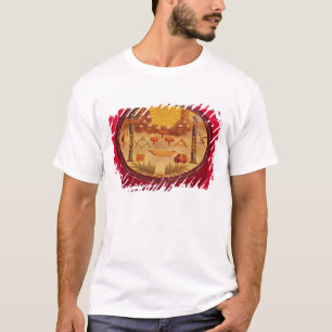 Ovale verfde doos met symbolen van Freemasonry T-shirt