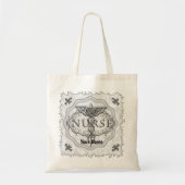Ovale zilveren caduceus verpleegkundige tote bag (Voorkant)