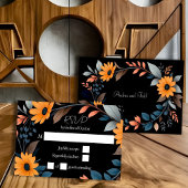 Ovale zonnebloem krans bruiloft RSVP kaartje