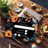 Ovale zonnebloem krans bruiloft RSVP kaartje