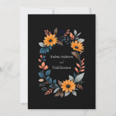 Ovale zonnebloem krans bruiloft save the date (Achterkant)