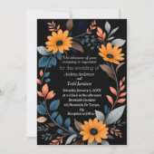 Ovale zonnebloemenkrans bruiloft kaart (Voorkant)