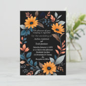 Ovale zonnebloemenkrans bruiloft kaart (Staand voorkant)
