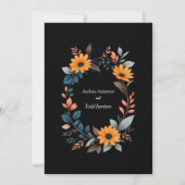 Ovale zonnebloemenkrans bruiloft kaart (Achterkant)