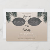 Ovale zonnebril zomer strand zwembad feest kaart (Voorkant)