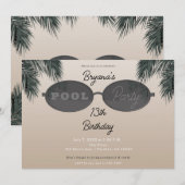 Ovale zonnebril zomer strand zwembad feest kaart (Voorkant / Achterkant)